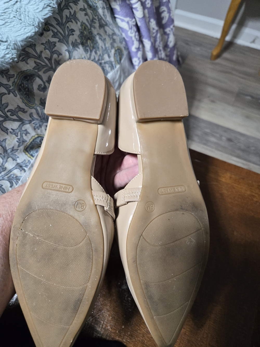 Nine West Women's Nude Patent Pointed-Toe Mary Jane Flats - Picture 4 of 4